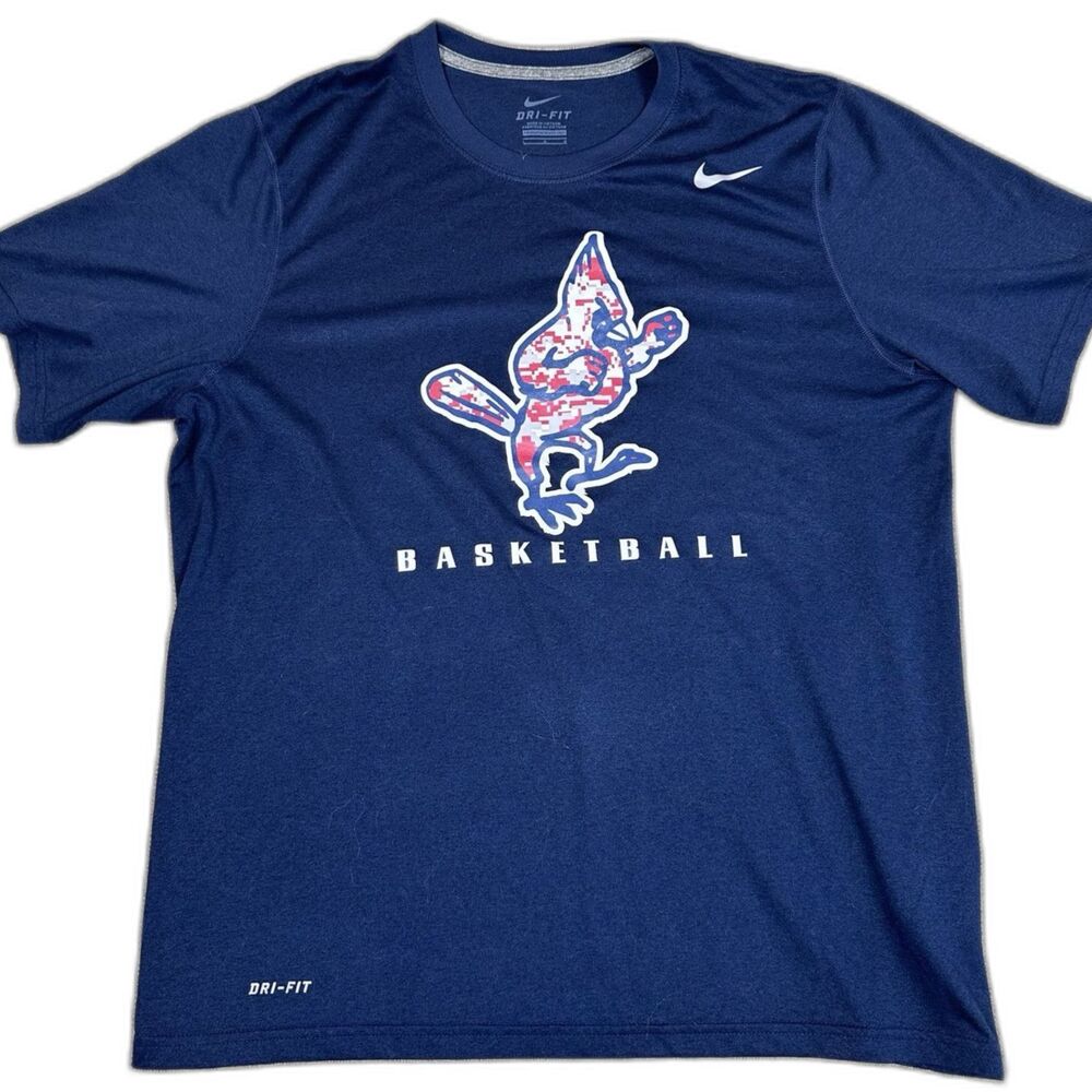 Nike DriFit Shirt Mens Large Short Sleeve Cardinals Basketball Blue Digital Camo